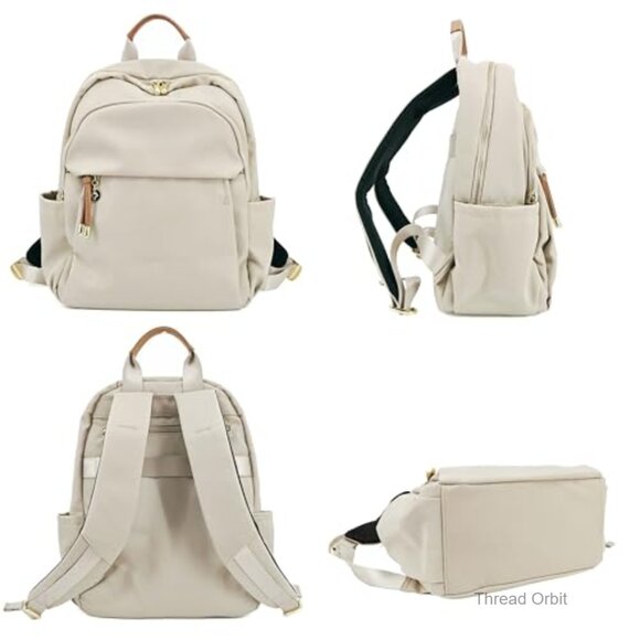 Medium Nylon Backpack Purse with Gold Hardware, Water-Resistant Daypack for main image 4